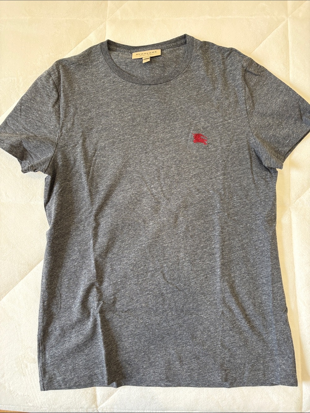 Burberry Heather Gray Tee with Red Motif